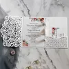 Gratulationskort 10st europeiska laserskurna bröllopinbjudningar kort 3D tri-fold spetshjärta eleganta gratulationskort bröllop fest gynnar dekoration 231102