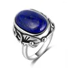 Pierścienie klastra Naturalne lapis lazuli 925 Srebrny strefy księżyca dla kobiet mężczyzn Vintage Finger Fine Jewelry Gift