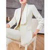 Women's Two Piece Pants Autumn Winter High Quality Fabric Formal Blazers Feminino For Women Business Work Wear Professional Trousers Sets