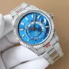 Relógio de diamante masculino automático mecânico 9001 relógios 42mm com pulseira de aço cravejado de diamantes relógio de pulso de negócios montre de luxo