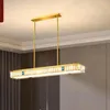 Pendant Lamps 48W Large Gold Copper Rectangle Crystal Chandelier Led Light Luxury Dining Room Wedge Lighting For Home Deco