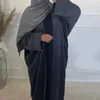 Abbigliamento etnico Eid Open Abaya Kimono Abiti invernali musulmani Velluto a coste Velluto Abaya per le donne Lusso Dubai Turchia Islam Outfit Kaftan Hijab