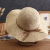 Berretti Cappelli estivi flosci a tesa larga per le donne Cappello da sole semplice Spiaggia Panama Cupola in paglia Tessuto Secchio Femme Ombra