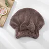 Microfiber Quick Dry Hair Cap Turban Wrap Towel Hat Bathroom Cute Long Hair Hair-drying Shower Caps Q764