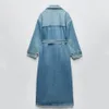 Women's Trench Coats PB ZA 2023 women's spring and autumn style with belt loose midlength doublebreasted denim trench coat 6147048 230421