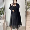 Casual Dresses Large Size 6XL 150KG Spaghetti Strap Women Black Mesh Dress Sleeveless A Line High Waist Loose Big