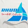 Vêtements de mode de créateurs T-shirts T-shirts américains à la mode Rhude Cartoon Summer Sailing Street Lâche Polyvalent Coton T-shirt à manches courtes pour hommes en gros E1VN