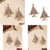 Charm Crossborder European en American Water Brick Christmas Gifts Highd Diamondstudded Tree Ear Noodles Autumn Earburings Dhgarden Dhok6