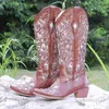 أحذية عتيقة مطمرضة Western Cowboy Boots Women Shoes 2023 New Chunky Cheels Slip on Big Size Diamond Ternic Cowgirl Boots T231121