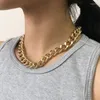 Kedjor 2023 mode stort halsband för kvinnor vrid guld silver färg chunky tjock lås choker kedja halsband fest smycken grossist