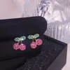 Boucles d'oreilles à tige coréenne douce cerise mignonne pour les femmes filles beaux fruits zircone pierre déclaration bijoux cadeaux