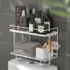 Bathroom Shelves Shelf Above The Toilet Tank Wrought Iron Toilet Punch-free Multi-functional Storage Rack Bathroom Accessories 230421