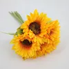 Decorative Flowers 6 Pcs White Sunflowers Artificial Fake Silk Sunflower With Stem Vintage Fall Decorations For Home Wedding Part