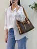 Carryall Tote Brown Flower Sacs à bandoulière PM 29cm avec accessoires Pochette de luxe Femmes Totes Designer Sac à main Lady Fashion Shopping Bag