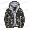 Jaquetas masculinas Homens Zip Up Hoodie Camuflagem Heavyweight Inverno Moletom Fleece Sherpa Forrado Jaqueta Quente T231121