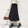 Skirts Black High Waist Sweater Long Winter Thick Warm Women Knitted Skirt Korean 2023 Autumn Loose Chic A Line Midi Gray