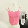 Canotte da donna Canotte da donna con reggiseno incorporato cinturino per spaghetti ritagliato gilet a tracolla irregolare tinta unita Y2k senza maniche canotta senza schienale