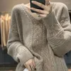 Women's Sweaters Cashmere Sweater Women Elegant Autumn/Winter Wool Pullover Casual V-Neck Knitwear Thickened Loose Overside Diamond Tops