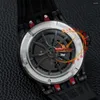 Relógios de pulso dbex0784 tourbillon masculino automático assistir DLC All Black Red Red Skeleton Dial Conte de borracha PureTime 2023