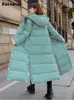 Parkas de plumón para mujer Fotvotee chaqueta de invierno abrigo largo y grueso con capucha recta elegante parque de moda coreana 231120