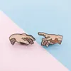 Pins Brooches Cartoon Fun Gesture Holding Hands Fun Enamel Brooch Pin Custom Alloy Badge Clothes Bags Accessories Jewelry Gifts For Couples Z0421