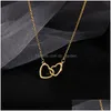 Pendant Necklaces New Two Heart Shaped Necklaces Female Exquisite Geometric Shape Choker Birthday Gift For Ladies Fashion Je Dhgarden Otujb