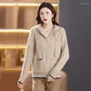 Women's Knits 2023 Autumn Women Cardigan Sweater Casual Hooded Pattern Pockets Female Knitting Coat High Quality Oversize All Match Shirt