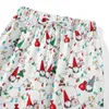 Kadın Pantolon Noel Salonu Kar Tanesi Santa Gnome Baskı Gevşek Rahat Gündelik Geniş Bacaklı Pijama Uyku Pantolonları