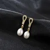 Vintage Pearl Dangle Earrings S925 Silver Micro Set Zircon Exquisite Long Earrings European Women Drop Earrings Wedding Party Jewelry Valentine's Day Gift SPC