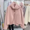 Women's Wool Blends Korean Small Double sided Cashmere Coat Women's Short Slouchy Style Scarf Collar Slim Woolen Coat High Grade 231121