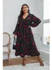 Plus size jurken geweven zwarte chiffon grote swingstijl forensen print damesjurk vrouwen kleding