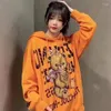 Kvinnors hoodies lyxiga trendiga blingbling vatten borrbjörn bokstäver huva pullover topp män kvinnor höst orange ytterkläder casual sweatshirt