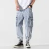 Herr jeans koreanska mode hiphop plus size harem byxor 2023 vår denim casual jogging för män streetwear kpop baggy joggers