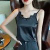 Camisoles Tanks Shintimes Summer Tops Black Lace Tank Top Women Clothes White Cami Camisole Satin Silk Vest Woman Sleeveless Vetement Femme 230421