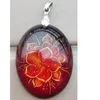 Pendentif Colliers Beaux Bijoux En Plastique Ovale Fleur Perle PWB995