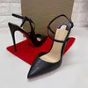 Sandales Printemps et Automne Saison Noir Lacets Super Haut Talon Sexy Mince Pointu Rouge Chaussures Tempérament Femmes