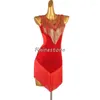 Scene Wear High End Pearl Tube Slimming Latin Dance Performance Competition Dress Rumba Cha Produkt