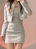 Vestido de dos piezas Xgoth Preppy Traje elegante Mujer Manga larga Blazer Temperamento Falda de cintura alta Celebridad Conjunto de otoño de dos piezas 230421