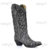 أحذية عتيقة مطمرضة Western Cowboy Boots Women Shoes 2023 New Chunky Cheels Slip on Big Size Diamond Ternic Cowgirl Boots T231121