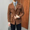 Hommes vestes rétro velours côtelé décontracté mince Blazers mâle mode revers costume manteaux automne marée hommes vêtements grande taille Cazadora