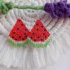 Dangle Earrings Rice Bead Fruit Watermelon Personalized Hand Knitting Fashion Simplicity Bohemian Alloy Women Beaded