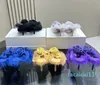 Designer Sandali di marca Pantofola en lana d'agnello Donna Pelliccia di lana Ciabatte en peluche Sandali velours fleur décoration queue talon aiguille Flip Flo