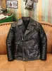 Men's Leather Faux American Retro Old Tea Core Horseskin J24 Motorcycle Jacket with Lapel and Diagonal Zipper Short Coat 231121