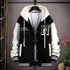 Chaquetas para hombre Moda Hip Hop Uniforme de béisbol con capucha Unisex Ropa deportiva ligera Chaqueta Bomber Abrigo de otoño Letra impresa 231120