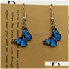 Charm Blue Butterfly Drop Earring for Women Mticolor 2021 Alloy Dangle Earrings Statement bröllop smycken grossist drop del dhgarden otjs3