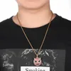 Pendant Necklaces Fashion Cartoon Elf Out Zircon Red Devil Smile Necklace Men's Hip Hop Rock Party Jewelry GiftPendant NecklacesPendant