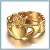 Band Rings Classic Northern Ireland Style Claddagh Heart Ring Beautif Brides Engagement Wedding Jewelry Drop Delivery DH0HU
