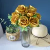 Hot Selling High Quality Artificial Silk Rose Flower Bouquet 10 Roses For Home Festival Christmas Decoration Wedding Party Centerpiece Valentine's Day Bouquet Gift