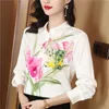 Classic Striped Satin Women Shirt Designer Blouse Long Sleeve Lapel Formal Button Up Shirt Elegant and Youth Print 2023 Spring Fall Office Lady Silk Tops and Blouses