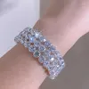 Bangle Luxury Bling Crystal Rhinestone Bracelets & Bangles For Women Silver Color Open Elegant Bridal Wedding Jewelry